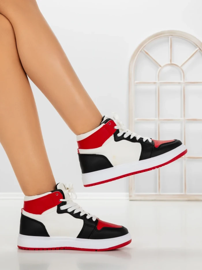 Sneakers Dama F005 BLACK-WHITE-RED | COSTA SOL