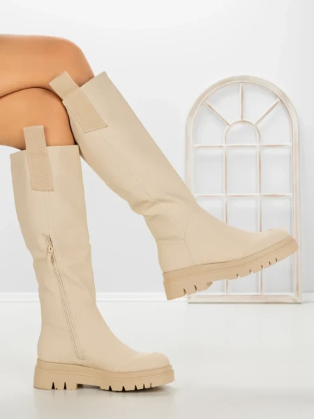 Cizme Dama cu talpa joasa 99-119 BEIGE | CM
