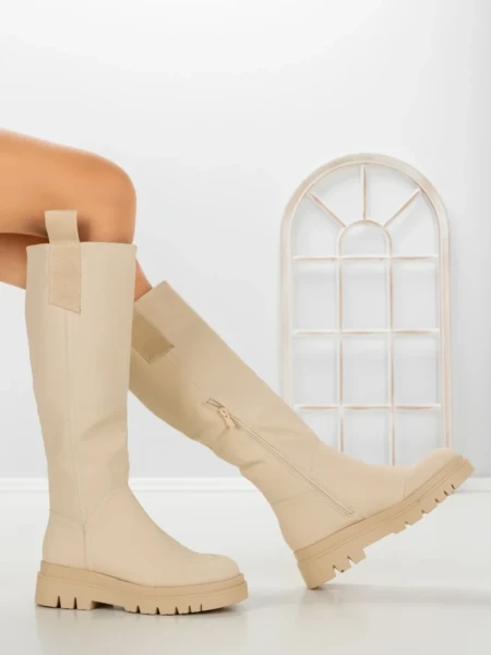 Cizme Dama cu talpa joasa 99-119 BEIGE | CM