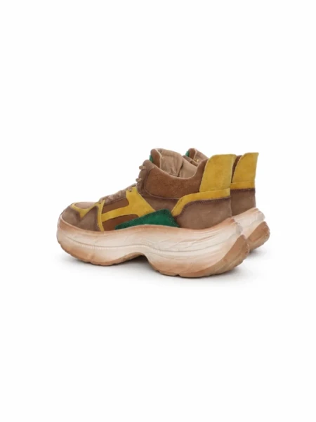 Pantofi Sport Dama din piele naturala HD7673 KHAKI-YELLOW | ADVANCER