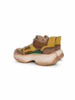 Pantofi Sport Dama din piele naturala HD7673 KHAKI-YELLOW | ADVANCER