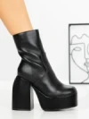 Botine cu Toc Gros G0801 BLACK | MIA SHOES