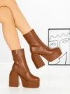 Botine cu Toc Gros G0801 BROWN | MIA SHOES