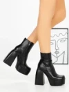 Botine cu Toc Gros F0902 BLACK | MIA SHOES