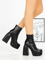 Botine cu Toc Gros F0902 BLACK | MIA SHOES