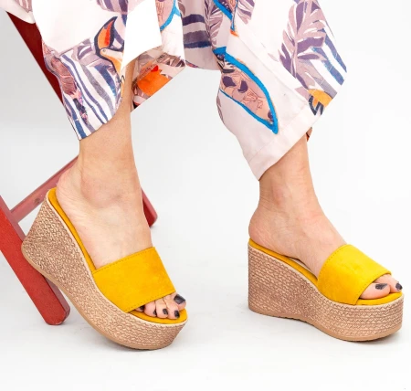Papuci Dama cu Platforma WS116 Yellow Mei