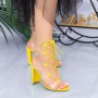 Sandale Dama cu Toc gros XKK213 Yellow Mei